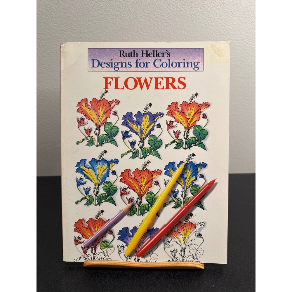 Ruth Heller Designs for Coloring Flowers Vintage 1990 Coloring Book 0448031477